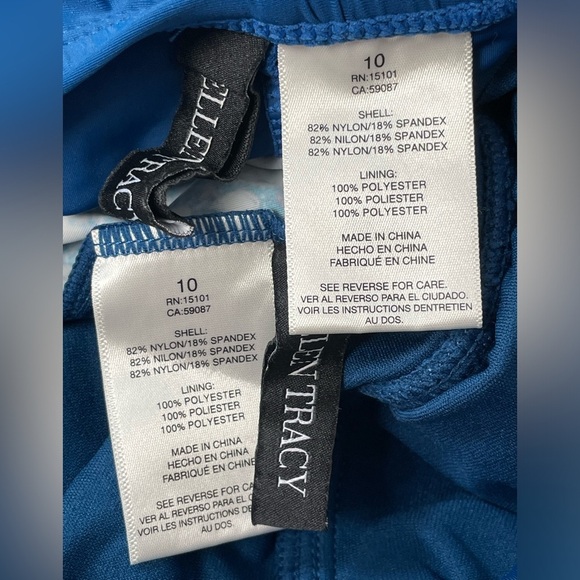 Ellen Tracy Blue Geometric Tankini Top Swim bikini with skirt set Women 10 Pads - Picture 2 of 9